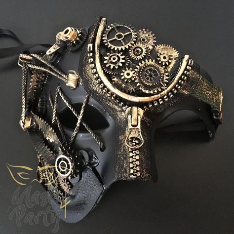 Maximal Design, Steampunk Outfits, Moda Steampunk, Eye Socket, Steampunk Aesthetic, Mode Steampunk, Steampunk Couture, Steampunk Mask, Gold Mask