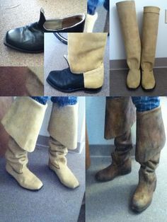 Pirate boots DIY! Pirate Cosplay Diy, Diy Boots, Diy Pirate, Boots Diy, Pirate Cosplay, Pirate Boots, Costume Tutorial, Cosplay Tutorial, Cosplay Diy