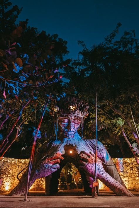 Tulum's Ven a la Luz sculpture is located at the Raw Love restaurant and makes a great photo opp, day or night! Tulum Travel Guide, Mexico Tulum, Visit Istanbul, Tulum Travel, Visit Marrakech, Quintana Roo Mexico, Acai Bowls, Central America Travel, Yucatan Peninsula