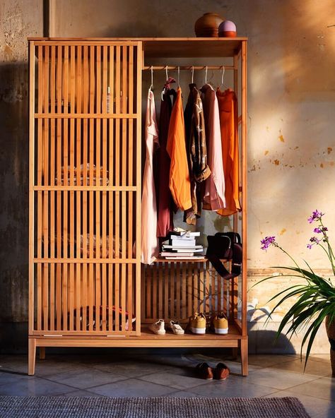 IKEA UK on Instagram: “Let our bamboo NORDKISA wardrobe make a fashion statement in your home. The sliding doors, clean lines and Scandinavian design will keep…” Ideas Armario, Block Out Curtains, Ikea Uk, Scandinavian Furniture Design, Open Wardrobe, Sliding Wardrobe Doors, Wooden Wardrobe, Dekorasi Kamar Tidur, Perfect Bedding