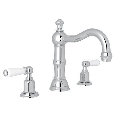 The Edwardian Era of the early 20th century was characterized by a return to classic, simpler lines after the ostentatious Victorian period. Elegance was the order of the day. The Edwardian™ Collection perfectly exemplifies the classic movement with its timeless details and unmatched craftsmanship. Each faucet conveys a sense of refined taste and sophistication that complements any traditional setting. | Perrin & Rowe Edwardian Widespread Bathroom Faucet w/ Drain Assembly in Gray, Size 8.0 H Polished Nickel Bathroom Faucet, Perrin And Rowe, Widespread Bathroom Faucet, Bath Faucet, Chrome Handles, Lavatory Faucet, Undermount Sink, Unlacquered Brass, Plumbing Fixtures