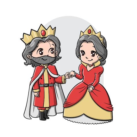 King Cartoon Drawing, King And Queen Illustration, King And Queen Aesthetic, Queen Cartoon, Prince Cartoon, Queen Illustration, King And Queen Pictures, King Cartoon, King Dress