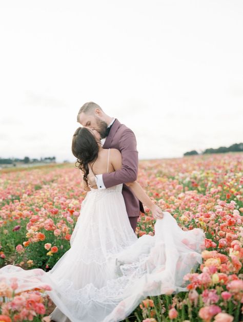 Whimsical Wedding Theme, Red Velvet Wedding Cake, Carlsbad Flower Fields, Tulip Field, Field Wedding, A Field Of Flowers, Field Of Flowers, Martha Stewart Weddings, Whimsical Wedding