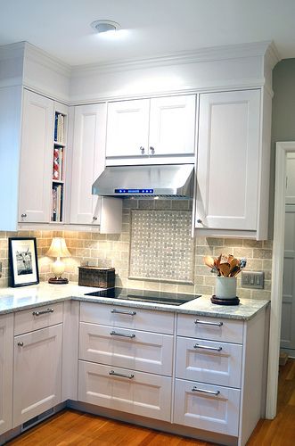 soffit molding Renovated Kitchen IKEA 2012 | Flickr - Photo Sharing! Manchester Tan, Kitchen With White Cabinets, Kitchen Soffit, Stone Backsplash Kitchen, Transitional Kitchen Design, Серая Кухня, Kitchen Ikea, Above Kitchen Cabinets, Kitchen Wood