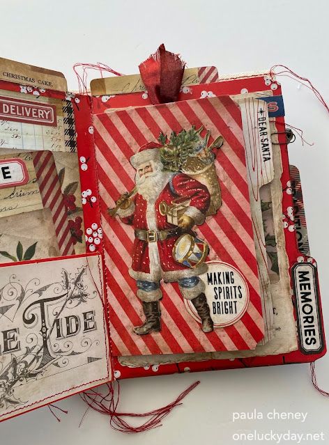 One Lucky Day: Christmas Memories Kit Christmas Embellishments, Christmas Photo Album, Christmas Mini Albums, Tim Holtz Crafts, Christmas Craft Ideas, Christmas Vignettes, Christmas Ephemera, Christmas Collage, Kit Christmas