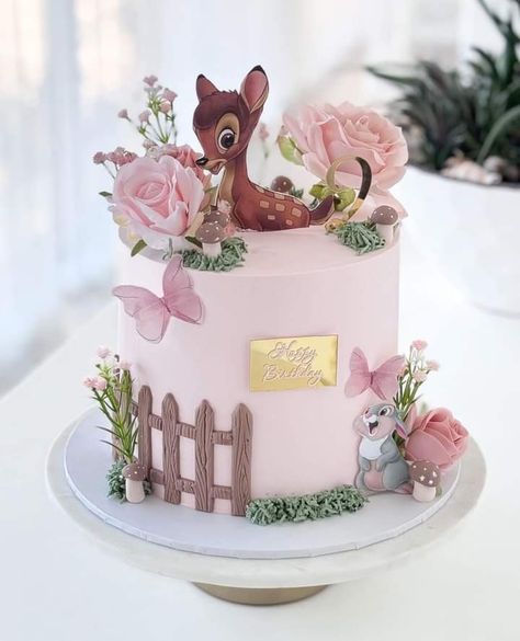 Woodland Fairy Cake, Minnie Mouse Cake Design, Bambi Cake, November Baby Shower, Rodjendanske Torte, Deer Cakes, Bambi Baby, Baby Shower Theme Decorations, Baby Shower Deco