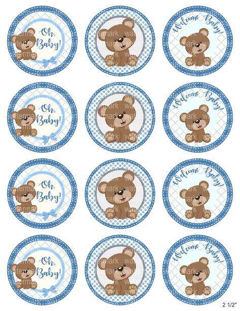 Teddy Bear Cupcake Toppers Brown Bear Cupcake Toppers Baby image and visual related images Teddy Bear Cake Topper Printable, Teddy Bear Cupcake Toppers, Bear Cupcake Toppers, Vintage Baby Shower Boy, Teddy Bear Cupcakes, Baby Shower Oso, Bear Baby Shower Cake, Cupcake Toppers Free, Bear Cupcakes