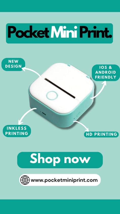 Mini Inkless Printer, Mini Printer For Phone, Inkless Printer, Crockery Design, Pretty School Supplies, Pocket Printer, Cute Stationary School Supplies, Sticker Printer, Medical School Essentials