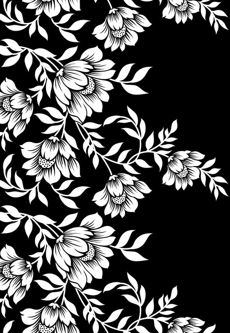 Black N White Pattern, Floral Stencils, Black And White Motifs, Floral Silhouette Pattern, Black And White Floral Pattern, Paisley Black And White, Floral Design Pattern Black And White, Peacock Coloring Pages, Mangas Tattoo