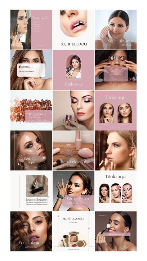 #Makeup_Instagram_Feed_Ideas #Makeup_Social_Media_Design #Instagram_Feed_Organizer #Makeup_Collage Makeup Artist Instagram, Instagram Feed Organizer, Makeup Collage, Medical Esthetician, Aesthetic Branding, Designer Canvas, Instagram Branding Design, Social Media Branding Design, Minimalist Makeup