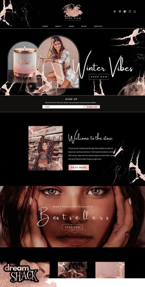 Luxurious Website Design, Girly Website Design, Website Design Aesthetic, Email Marketing Design Layout, Elegant Website Design, Luxurious Brands, Luxury Website, Talent Contest, Fantasy Garden