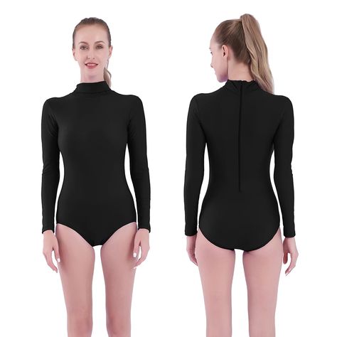 Speerise Women Black Long Sleeve Ballet Dance Leotards Turtleneck Gymnastics Bodysuits Romper Skin for Men Adult Stage Costumes|Ballet| - AliExpress Body Suit Men, Ballet Leotards Long Sleeve, Fitted Black Dancewear Leotard, Solid Full-length Dancewear Tights, Black Stretch Long Sleeve Leotard, Black Second-skin Long Sleeve Leotard, Men Costumes, Suit Man, Dance Attire