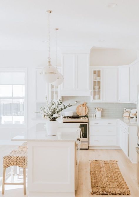 bright kitchen Island Paneling Ideas, Island Paneling, Kitchen With Bar Stools, Fashion Outfits Dresses, Interior Home Decor, White Kitchen Design, Outfits Dresses, 2024 Color, Kitchen Inspiration Design