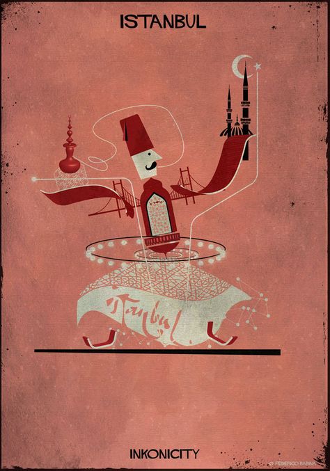 Turkey Culture, Federico Babina, Labyrinth Design, Istanbul Photography, Fairytale Illustration, City Illustration, Travel Illustration, Illustrated Map, Italian Artist