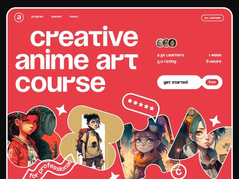 Digital Art course website landing page by Kris Anfalova Maximalist Website Design, Art Website Design, Portfolio Website Design Inspiration, Website Landing Page, Website Graphics, Geek Design, Ui Design Website, Art Web, Portfolio Website Design