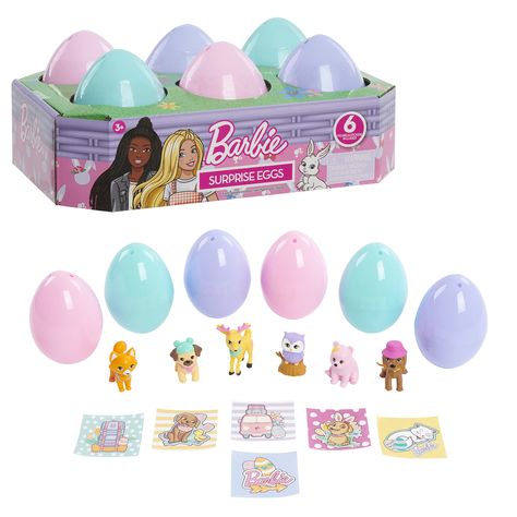 PRICES MAY VARY. Includes: 6 Easter eggs, 6 mystery figures, 6 glossy stickers Blind Bag Easter Pet Fun: Discover 6, 1.5-inch figures in each egg-shaped blind capsule. An Easter Pet Extravaganza: This set of 6 eggs conceals an adorable owl, a sweet pug in a pompom hat, a cute pink fox, and a darling deer. Barbie Pets Are Posed Perfectly: Each pet features a unique style and pose. Pet Play Benefits: Creative play with these tactile figures improves storytelling and fine motor skills. More Pets, M Barbie Vending Machine, Barbie Surprise, Barbie Pets, Educational Games For Preschoolers, Egg Party, Easter Basket Stuffers, Pet Play, Pink Fox, Surprise Egg