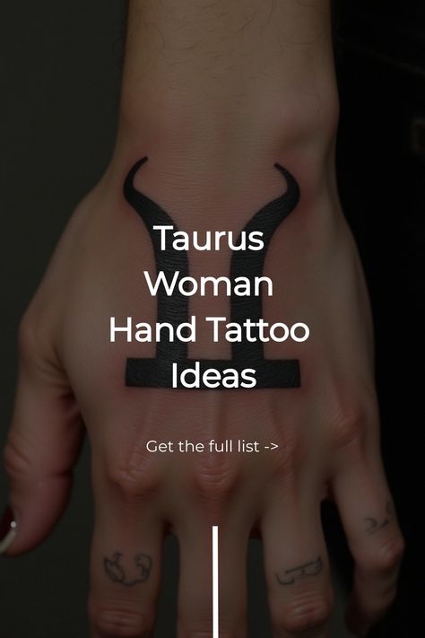 Taurus Woman Hand Tattoo Ideas Cute Taurus Tattoo For Women, Taurus Hand Tattoos For Women, Woman Hand Tattoos, Woman Hand Tattoo, Taurus Symbol, Women's Shoulder Tattoo, Hand Tattoo Ideas, Taurus Symbols, Taurus Tattoo