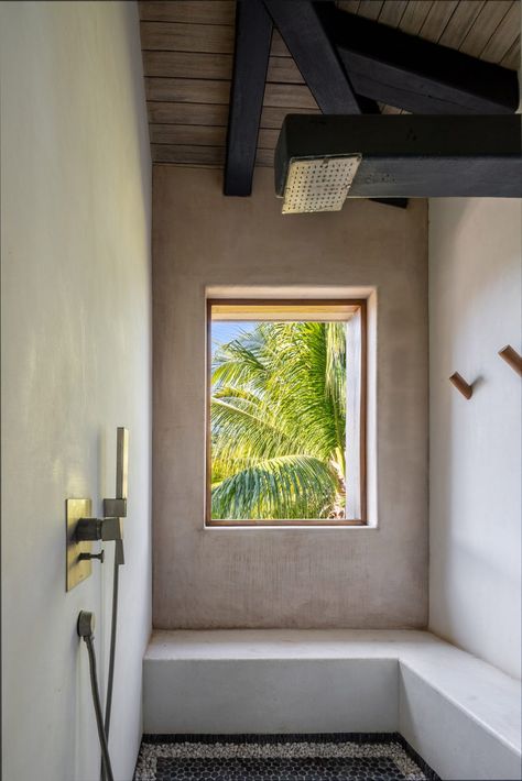 Zozaya Arquitectos tops Mexican beach house with dried palm leaves Polished Concrete Tiles, Mexican Beach House, Mexican Villa, Terracotta Roof Tiles, Mexican Beach, Circular Buildings, Lattice Wall, Casa Cook, Terracotta Roof