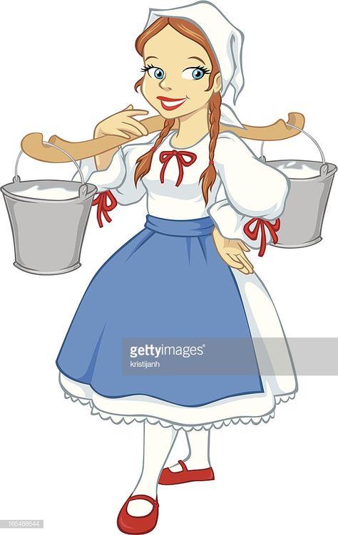 Vector Art : Milkmaid Terra Cotta Pot Crafts Diy, Milk Maid, Terra Cotta Pot Crafts, School Displays, Traditional Outfit, Vector Cartoon, Free Vector Art, Free Illustrations, Traditional Outfits