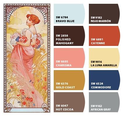 Art Deco Color, Art Nouveau Weddings, Vintage Colour Palette, Color Drawing Art, Art Nouveau Poster, Palette Art, Putao, Pallet Painting, Pallet Art