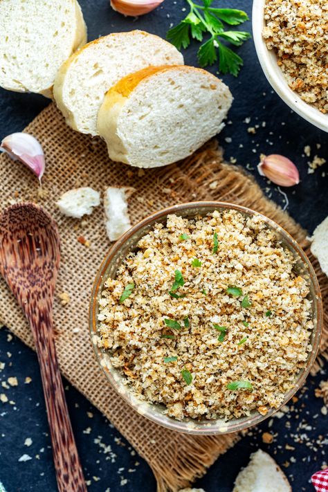 Homemade Italian Bread Crumbs are the perfect way to elevate your favorite dishes . Made with day-old bread and aromatic herbs and seasonings, these breadcrumbs are crispy, golden, and full of Italian zest. They're perfect for everything from topping casseroles to breading chicken – trust me, you'll never want to buy store-bought breadcrumbs again! How To Make Italian Bread Crumbs, Italian Breadcrumbs Recipe, Italian Bread Crumb Chicken, Italian Seasoned Bread Crumbs, Rustic Italian Crusty Bread, Italian Breadcrumbs, Italian Bread, Types Of Bread, Homemade Italian