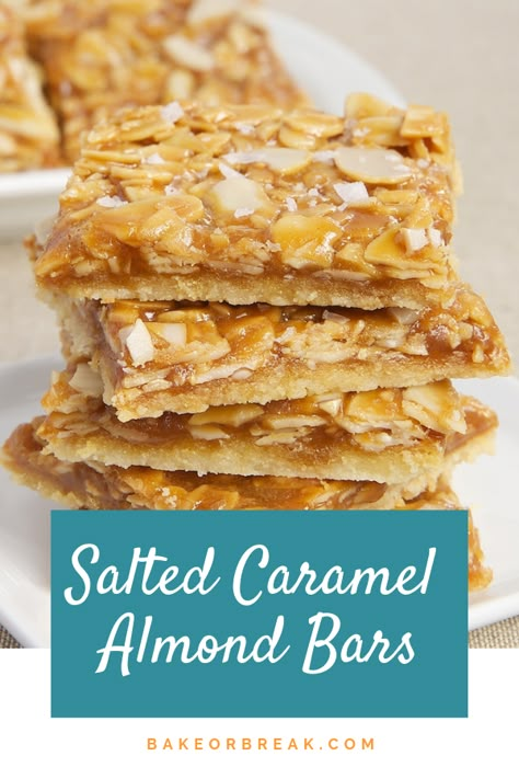 Caramel Almonds, Desserts Pie, Pies Easy, Almond Caramel, Salted Caramels, Almond Bars, Desserts Cake, Caramel Desserts, Raspberry Preserves