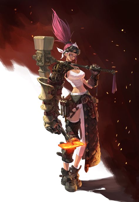 Steampunk Character, Black Smith, Anime Black, Cyberpunk Art, Female Character Design, Character Design References, Illustration Character Design, Dnd Characters, Fantasy Character Design