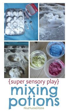 A super idea for sensory play : mixing potions! {this is great when you have babies, toddlers and preschoolers playing together!} Goop Recipes, Potions For Kids, Sensory Recipes, White Peaches, Activity Calendar, Summer Bucket List Ideas, Clever Kids, Peach Sangria, Seltzer Water