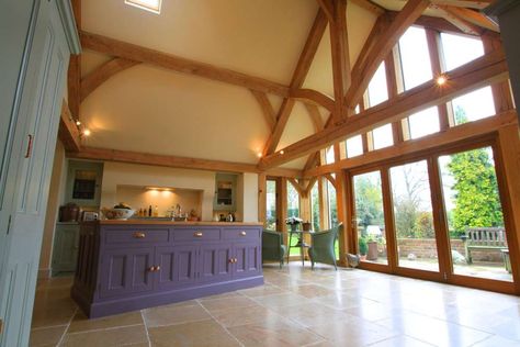 T Oak Framed Extensions, Oak Frame House, Oak House, Garden Room Extensions, Oak Framed Buildings, Blue Barn, Snug Room, Room Extensions, Interior Tiles