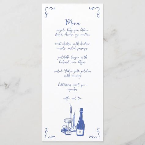 Sweet Whimsical Handwritten Illustrated Wedding Menu | Zazzle Menu Handwritten, Menu Watercolor, Watercolor Menu, Spice Cupcakes, Rehearsal Dinner Invitations, Roast Chicken, Wedding Menu, Rehearsal Dinner, Rehearsal Dinners