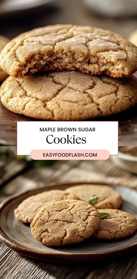 These Maple Brown Sugar Cookies are soft, chewy, and packed with the rich flavors of pure maple syrup and brown sugar. With a hint of cinnamon and topped with a sweet maple glaze, they make for the perfect fall treat or anytime indulgence. Enjoy these cookies with a cup of coffee or tea for a cozy, comforting snack! Maple Brown Sugar Cookies, Maple Cookies, Brown Sugar Cookies, Maple Brown, Milk Syrup, Flavor Combinations, Maple Glaze, Sugar Maple, Fall Treats