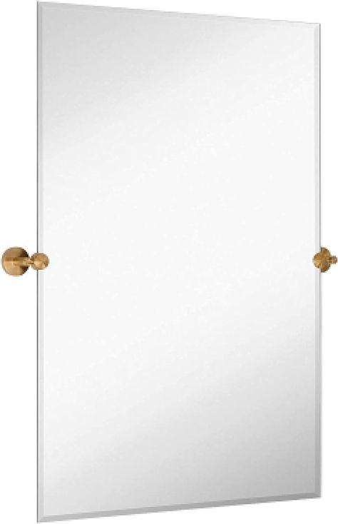 Amazon.com: Hamilton Hills 20x30 inch Frameless Pivot Mirrors for Bathrooms with Brushed Gold Rounded Wall Brackets | Rectangular Tilting & Farmhouse Wall-Mounted Vanity | Hangs Horizontally and Vertically : Home & Kitchen Champagne Bathroom, Pivot Mirrors, Mirrors For Bathrooms, Rounded Wall, Iron Bridge, Mounted Vanity, Wall Mounted Vanity, Wall Mounted Mirror, Wall Brackets