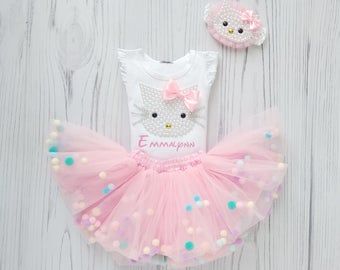 Hello Kitty Birthday Outfit, Hello Kitty Tutu, Hello Kitty Outfit, Kitty Outfit, Camo Wedding Cakes, Dragon Cakes, Hello Kitty Clothes, Birthday Tutu Outfit, Girls Headband