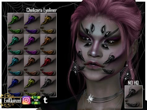 Sims 4 Cc Halloween Costumes Maxis Match, Sims 4 Bug Cc, Sims 4 Succubus, Ria Core, Spider Face, Alien Costume, Sims 4 Cc Makeup, Free Sims, Sims Ideas