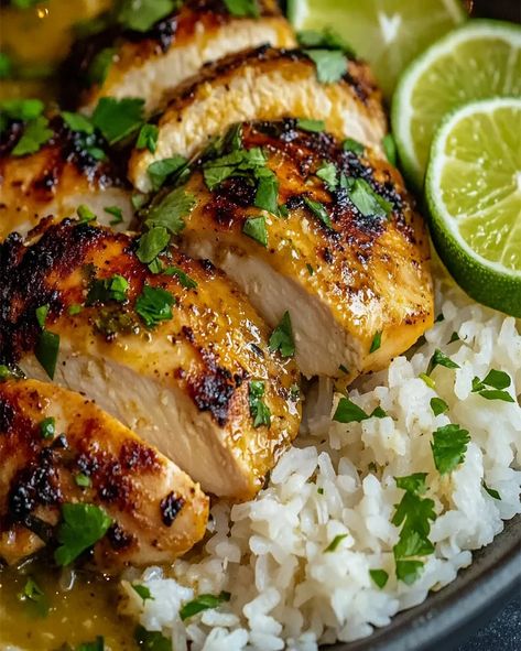 Lime And Coconut Chicken, One Pot Cilantro Lime Chicken And Rice, Coconut Rice With Chicken, Coconut Rice And Chicken Recipe, Coconut Lime Chicken And Rice, Thai Coconut Lime Chicken, Lime Chicken And Rice, Coconut Lime Recipes, Mint Recipes Fresh