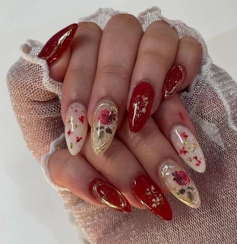 Douyin Flower Nails, Red Douyin Nails, Douyin Style, Douyin Nails, Casual Nails, Pretty Gel Nails, Minimalist Nails, Dream Nails, Funky Nails