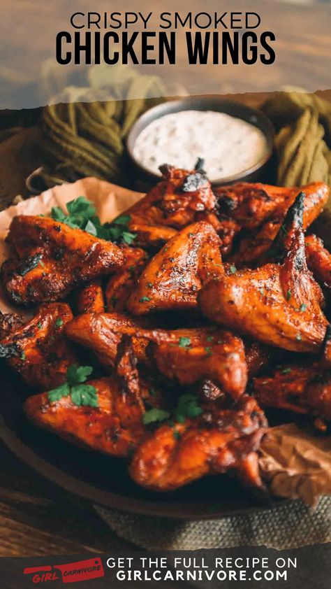 Smoked Wings Recipe Electric Smoker, Brined Smoked Chicken Wings, Smoked Bbq Wings, Chicken Wings In Electric Smoker, Traeger Smoked Chicken Wings, Chicken Wing Brine Smoked, Pellet Smoker Wings, Smoked Whole Chicken Wings, Smoked Wings Recipe Pellet Smoker