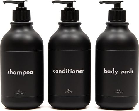 Amazon.com: Heartland Lettering Shampoo and Conditioner Dispenser - Modern Refillable Shower Soap Dispenser Set of 3, Plastic Bottles with Waterproof Labels, Matte Black Shampoo Holder : Home & Kitchen Shampoo And Conditioner Dispenser, Shampoo Holder, Shower Soap Dispenser, Soap Dispenser Set, Black Shampoo, Shower Soap, Waterproof Labels, Accessories Holder, Heartland