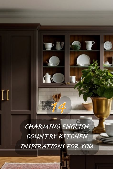 I'm in love with the cozy elegance of this English country kitchen! The blend of dark cabinetry and warm wood accents creates a welcoming atmosphere. Each shelf showcases beautiful dishware, adding personality and charm. The plants bring life to the space, making it feel fresh and inviting. Discover 14 delightful inspirations to transform your kitchen into a charming retreat. English Kitchen Design, English Farmhouse Kitchen, English Kitchens Design, Traditional English Kitchen, English Country Kitchen, Country Kitchen Inspiration, Japandi Dining Room, Organic Modern Kitchen, English Farmhouse