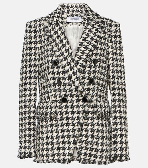 Houndstooth Blazer Outfit, Veronica Beard Blazer, Black And White Jacket, Blazer Outfit, Houndstooth Dress, Houndstooth Blazer, Dress Suit, Classic Blazer, Womens Blazers