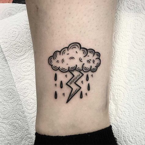 Rain Cloud Tattoos, Tattoos For Women On Thigh, Blitz Tattoo, Wave Tattoos, Rain Tattoo, Lightning Bolt Tattoo, Half Sleeve Tattoos Forearm, Lightning Tattoo, Bolt Tattoo