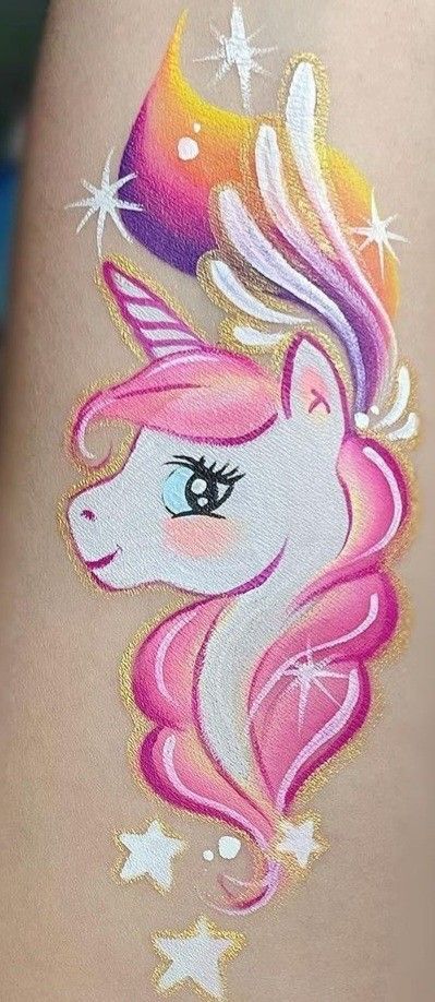 Unicorn Body Painting, My Little Pony Face Paint, Christmas Unicorn Face Paint, Christian Face Paint, Unicorn Face Paint Easy, Face Paint Unicorn, Kids Face Painting Easy, Unicorn Face Paint, Face Painting Unicorn