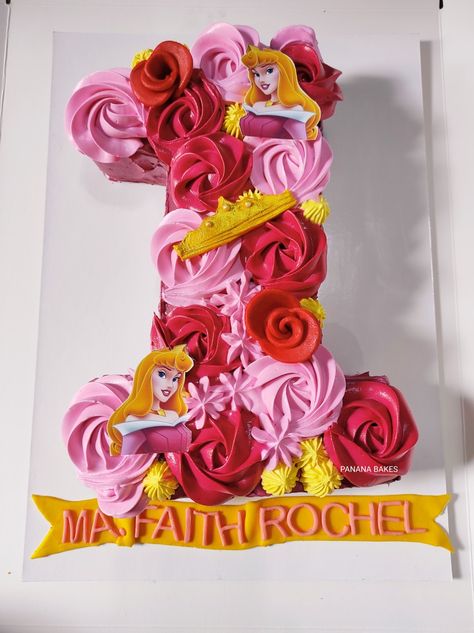 Themed Number Cake, Pastries Desserts, Cake Pulls, Number Cake, Princess Theme, Number Cakes, Pastry Desserts, Princess Aurora, Princess Cake