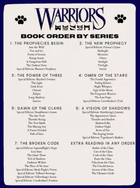 All warrior cats books in order Warrior Cats Books In Order, Warrior Cat Story Ideas, Warrior Cat Books, Warrior Cats Book Collection, Warrior Cats Camp Ideas, Worrier Cats Oc, Warrior Cat Apprentice, Warrior Cats Apprentice, Warrior Cats The Prophecies Begin