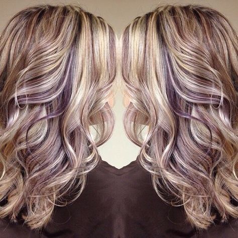 Today's hair inspiration! Blonde with eggplant infusion. I love this!! I think this is going to be my next color with Holly. @atouchofcolormakeup.com #sheltonctsalon #fairfieldcountyhair #shelton #sheltonhairstylist #hairmagic #hairwishes #cthair #loveyourhair http://ift.tt/1qkpLf1 Purple Highlights Blonde Hair, Purple Hair Highlights, Blonde Lowlights, Hair Styles And Color, New Hair Ideas, Violet Hair, Purple Highlights, Cool Blonde Hair, Hair Color Styles