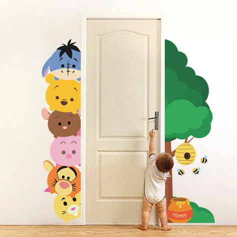 Tsum Tsum Wall Decal winnie the pooh Wall decal Winnie Wall Art Tsum Tsum Winnie Wall Sticker Tsum Pooh Wall Mural For nursery room decal Mural For Nursery, Beautiful Wallpaper For Phone, Rental Properties, Tsum Tsum, Nursery Ideas, Diy Wall Art, Diy Wall, Vibrant Prints, Wall Sticker