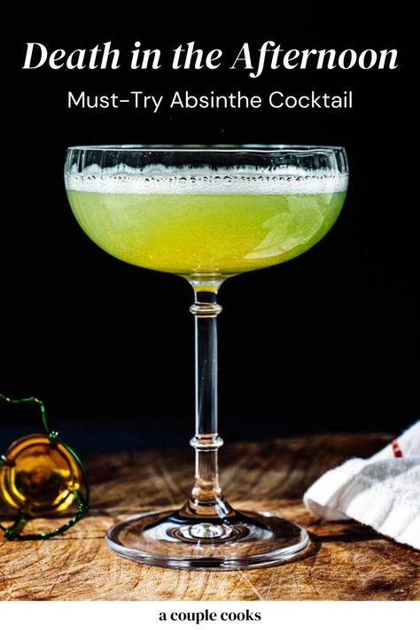 This is your opportunity to introduce them to this fierce-sounding—but friendly-drinking—cocktail. #greenbrast #absinthecocktail #cocktailrecipe Absinthe Drinks Recipes, Steampunk Cocktails, Absinthe Cocktail Recipes, Girls Night Drinks Cocktails, Afternoon Cocktails, Absinthe Cocktail, A Couple Cooks, Happy Hour Drinks, Couple Cooking