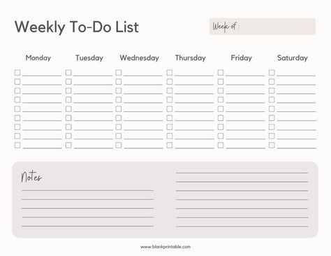 Weekly To-Do List with Checkbox, Printable Planner Template, Notes Section. To Do Lists Templates, Weekly To Do List Template, Heathers Quotes, Weekly Activities, Life Raft, Mind Map Template, Weekly To Do List, Weekly Schedule Planner, Weekly Planner Free Printable