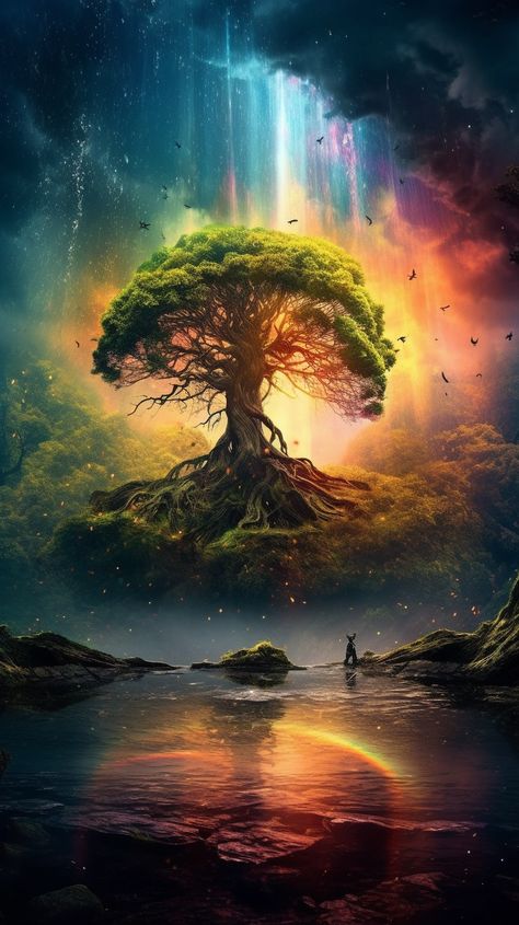 Beautiful Trees Photography Nature, Four Elements Of Nature, Under The Tree, Fantasy Tree Art, Galaxy Tree, Tree Of Life Aesthetic, Spiritual Tree, Tree Of Life Wallpaper, Dark Fantasy Tree Art