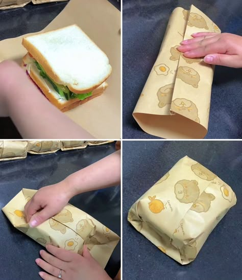 How To Wrap A Sandwich In Wax Paper, How To Wrap Sandwiches In Paper, Diy Sandwich Tray, How To Wrap A Sandwich, Sandwich Wrapping Ideas, Sandwich Packaging Ideas, Sandwich Shop Ideas, Sandwiches Packaging, Sandwich Wrapping